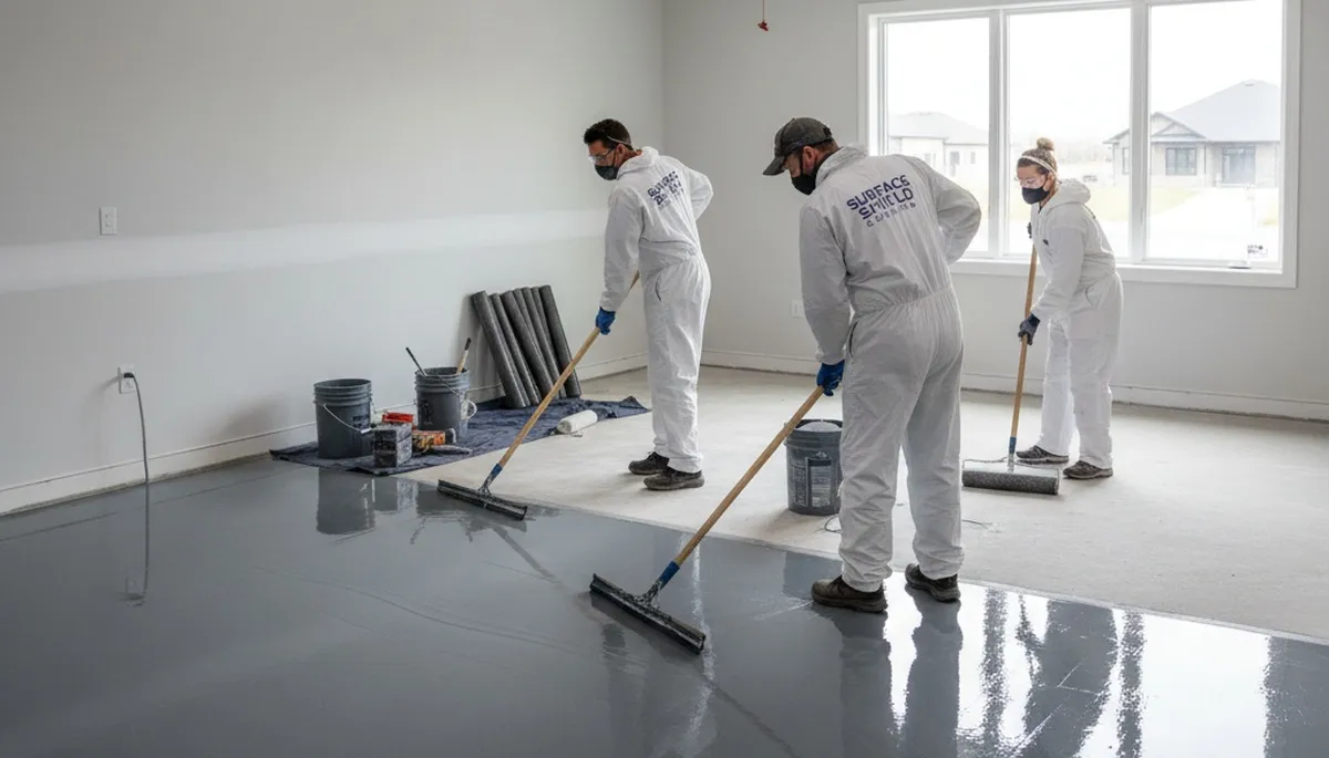Professional epoxy garage floor coating in Aurora CO by expert house painters for durable finish
