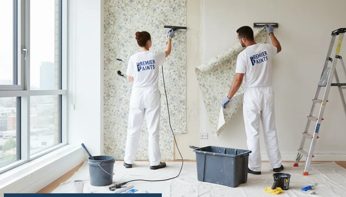 Professional wallpaper removal and wall prep by house painters in Aurora, CO